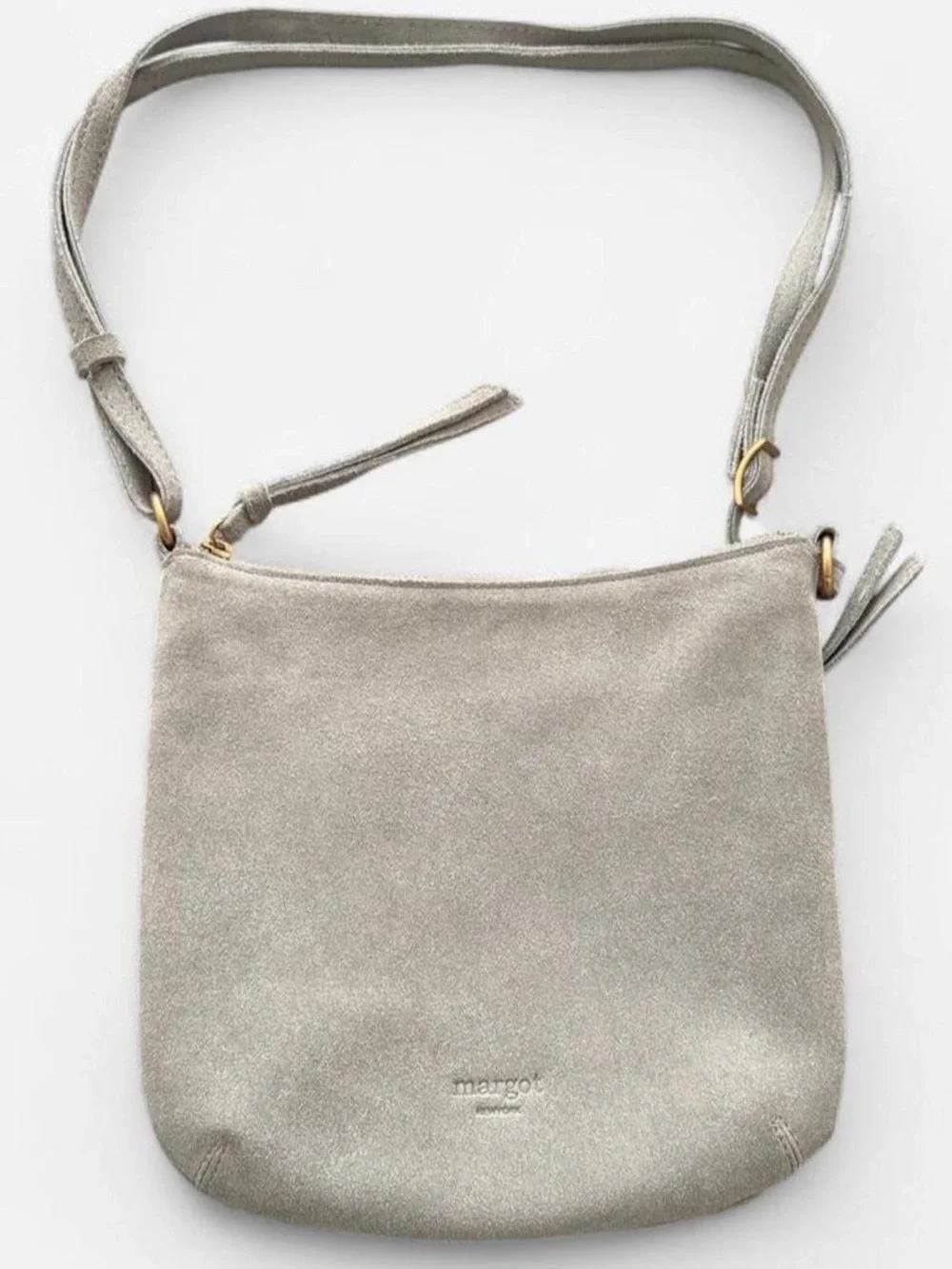 margot grey Leather Suede Crossbody Bag - Picture 1 of 6